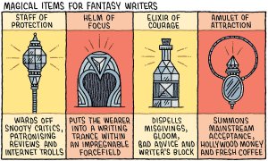 Cartoon by Tom Gauld / Guardian newspaper / Magical Items for Fantasy Writers